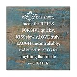 Countryside Wood Sign Plaque Life Is Short Break The Rules Forgive Quickly Decorative Wood Door Hang