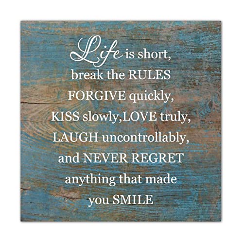 Countryside Wood Sign Plaque Life Is Short Break The Rules Forgive Quickly Decorative Wood Door Hanger Plaque Door Hanger Plaque Country Wood Family Sign For Living Room Dining Room Wall Hanging Decor #TOP10