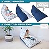 Huddle Original Cover for Stuffed Animal Bean Bag Storage (No Filler) XL Designer Beanbag Chair for Kids & Adults | Instant Clutter Clear for Stylish Moms - 100% Cotton Canvas Chair Blue Dinosaur #4