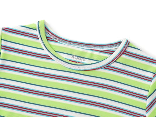 Topgal Summer Pajamas for Unisex Kids - Purple & Brown Stripe Snug Fit Pull-On Short Sleeve Sleepwear Pjs Set Size 2T-102