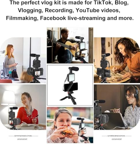 Kit vlog smartphone trépied lumière LED et microphone pour live streaming - 2