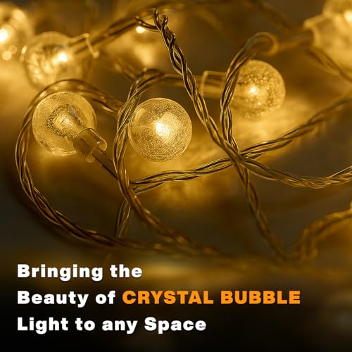 Image of MPROW Water Drop LED String Lights, 14 Warm White Fairy Lights, Plug-in Decorative Lights for Indoor Outdoor (Crystal Bubble Ball Warm White, 3m, 14)