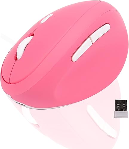 Super Space Ratón inalámbrico vertical, mouse ergonómico recargable, 6 botones de 400 mAh con 800/1200/1600 DPI ajustable, compatible con