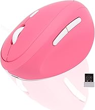 Vertical Wireless Mouse, Rechargeable Ergonomic Gaming Mouse, 6 Buttons 400mAh with Adjustable 800/1200/1600DPI, Compatible with Windows/MacOS, Laptop, PC, Ideas, Pink