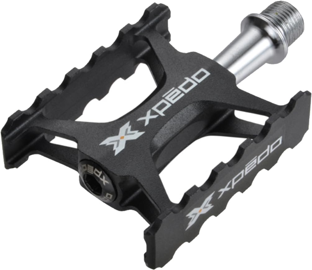 XPEDO TRVS 1 Flat Bicycling Pedals | Lightweight 6061 CNC Aluminum Body, Cromoly Spindle, Sealed Cartridge & DU Bearings | Black