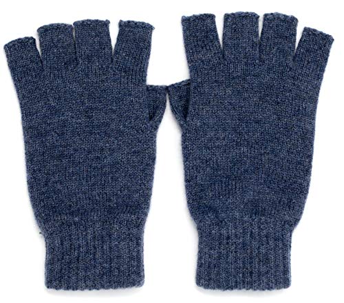 Guantes de cachemira para usar el móvil en invierno mitones de sarga azul