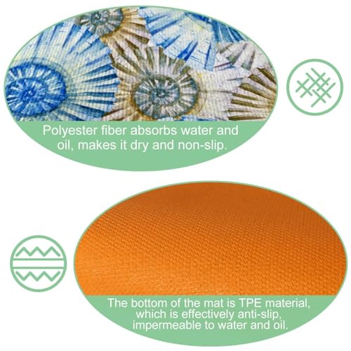 Tapete de cocina antideslizante y lavable con diseño marino, pack de 2 unidades 6