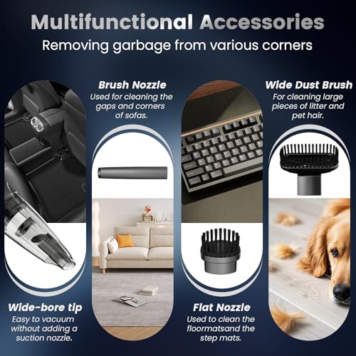 HOMEKANE Handheld Vacuum Cleaner Cordless 10000Pa High Power Suction with Charge Base Light Weight Hand Held Rechargeable Car Vacuum Cordless - Image 5