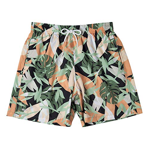 Shorts De Praia Estampado Folhagem, Mash, G, Verde Claro, Masculino