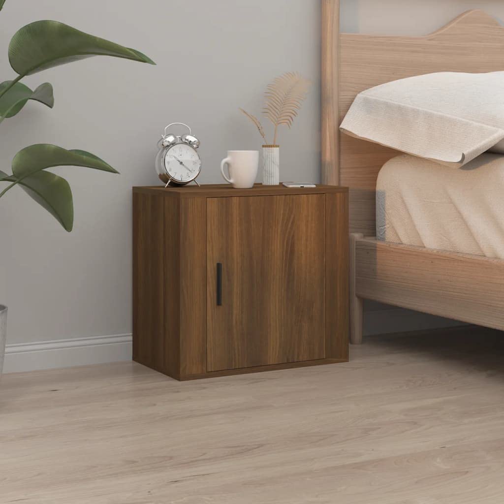 Mesita de Noche Flotante, Material Madera Contrachapada, Diseño Compacto con Almacenamiento, Mesa Auxiliar Sofá, Mesillas de Noche Dormitorio, Color Roble Marrón, 50x30x47 cm