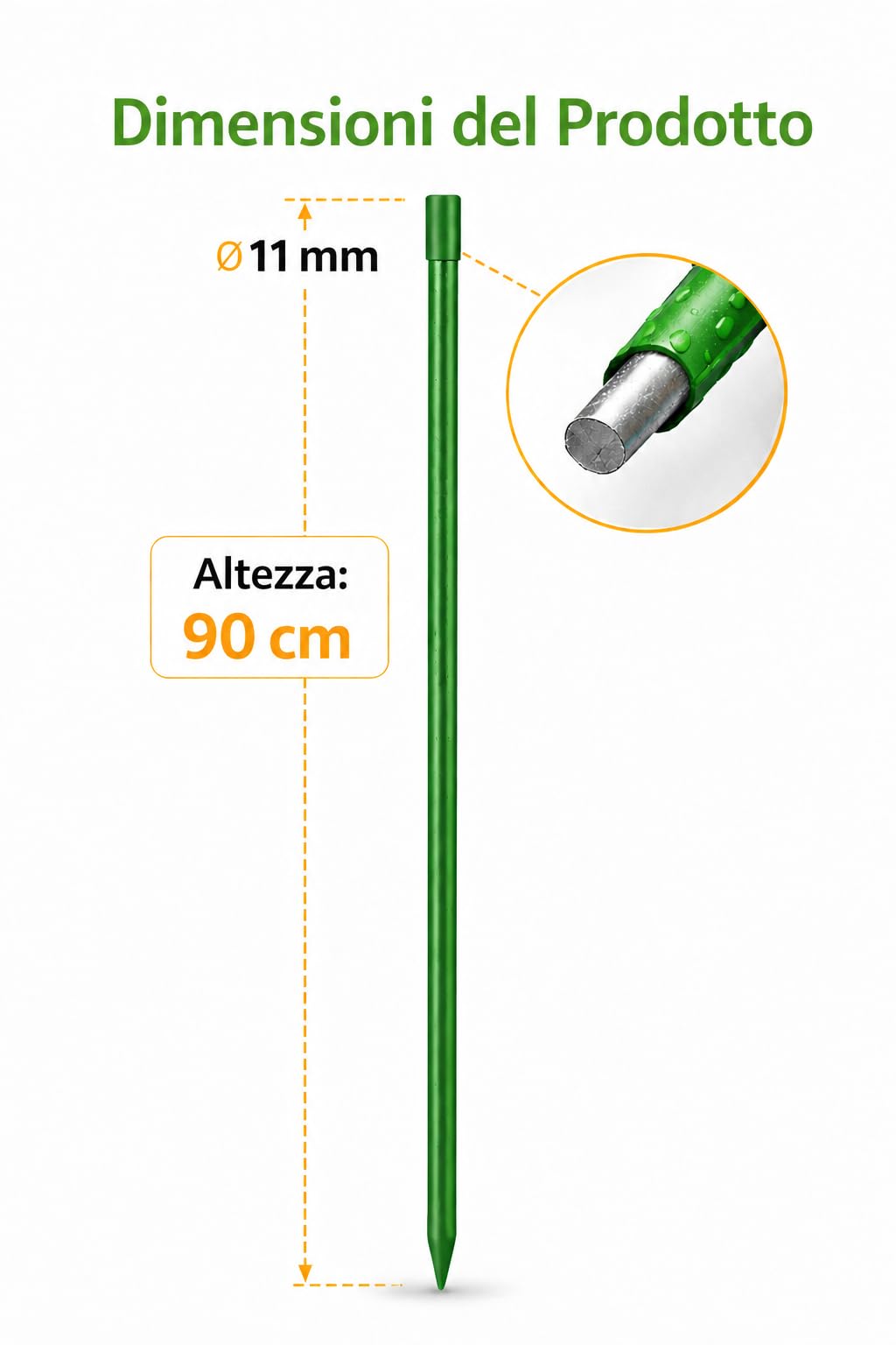 Tutori per Piante in Acciaio Plastificato – Resistenti Anti-Ruggine, Bastoni per Pomodori, Orto e Piante da Interno/Esterno - Sostegno Robusto per Crescita Sana (10 Pezzi, 120 cm, Diametro 11 mm)