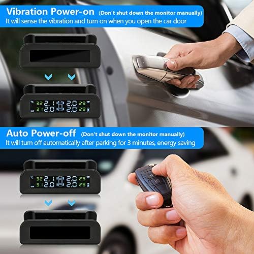 TPMS Solar Tyre Pressure Monitoring System 22-87 Psi Mount on Windshield with 4 External Sensors Car Tire Real-time Wireless Auto Alarm System