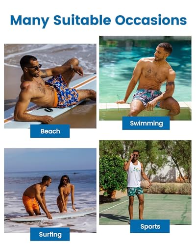 Image of maamgic Mens Swim Trunks with Compression Liner 5 Inch, Quick Dry Bathing Suit with Zipper Pockets, No-Chafing Swim Shorts