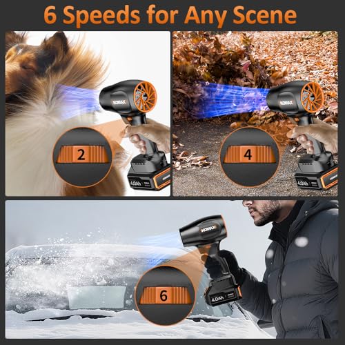 KOMAX Leaf Blower Cordless,580000RPM Ergonomics Handheld with 2 x 4.0Ah Digital Display Battery and Charger,6-Variable Speed,Turbo Jet Blower for Patio Cleaning,Lawn Care,Leaves and Water by KOMAX - Image 7