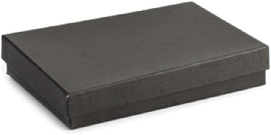 SSWBasics Cotton Filled Black Jewelry Box - 5¼ x 3¾ x 7/8 - Case of 100 Jewelry Boxes - Elegant Black Jewelry Box for Secure Storage