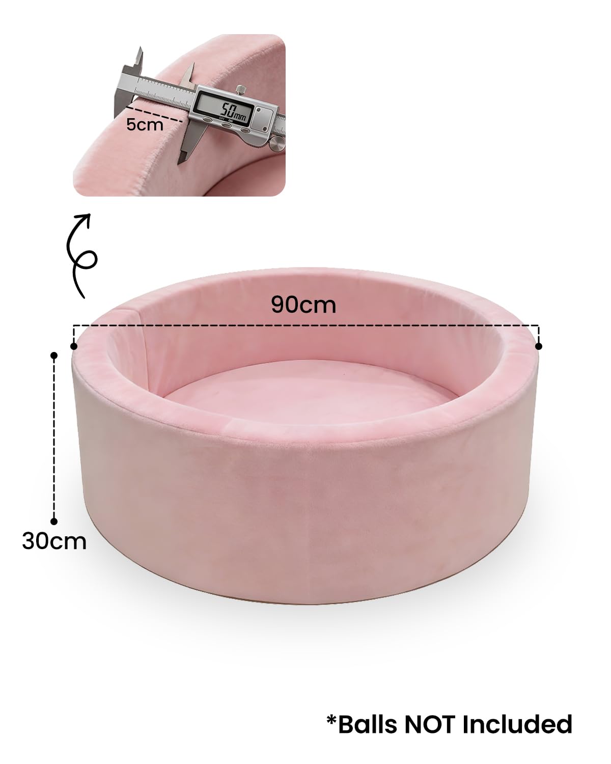 Piscina di Palline per Bambini, Piscina Morbida in Schiuma Rotonda, 90 x 30 cm Area Giochi Soft Play (Palline NON incluse), Rosa