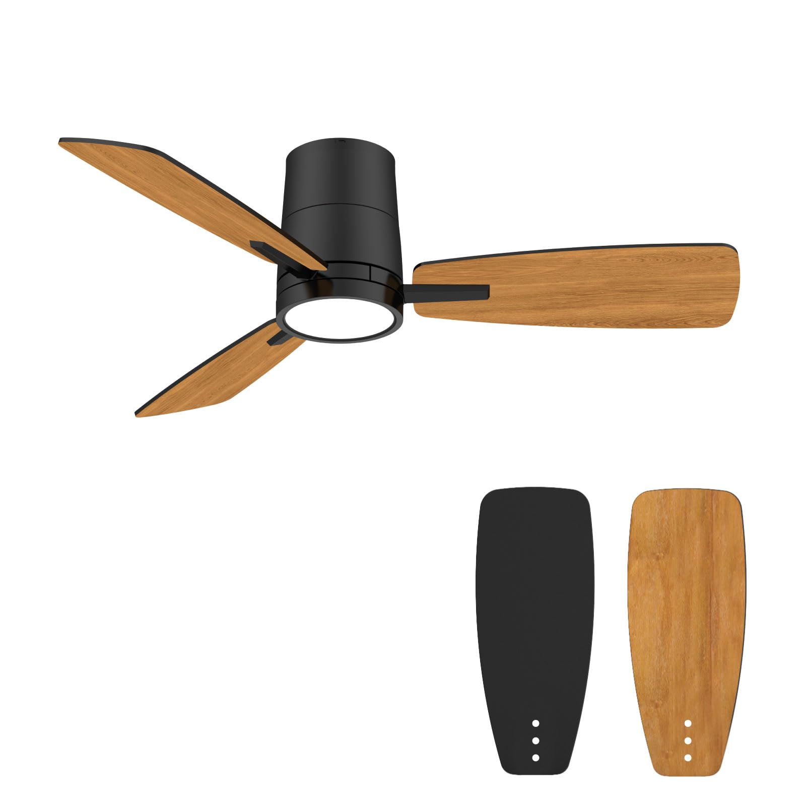 Atolit Ceiling Fans with Lights,42 inch,Quiet Reversible Motor,Easy to Install,6 Speeds,3CCT,Timer, Black Modern Ceiling Fan for Living Room, Bedroom, Kitchen, Dining room, Office