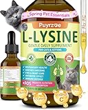 Puyrzoe Lysine for Cats Drops, Cat Respiratory Irritation Treatment, Supports Immune & Gut, Sneezing, Runny Nose & Watery Eyes Relief, Cat Lysine to Boost Energy & Appetite, Chicken Flavor, 60 mL