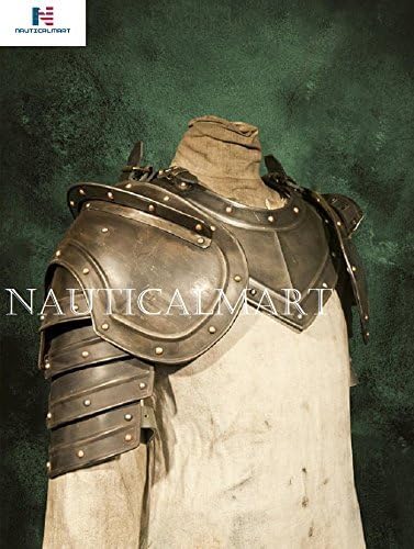 Metal Armor LARP Set of Collars, Shoulders Made of Burnished Steel, for Men, Handmade