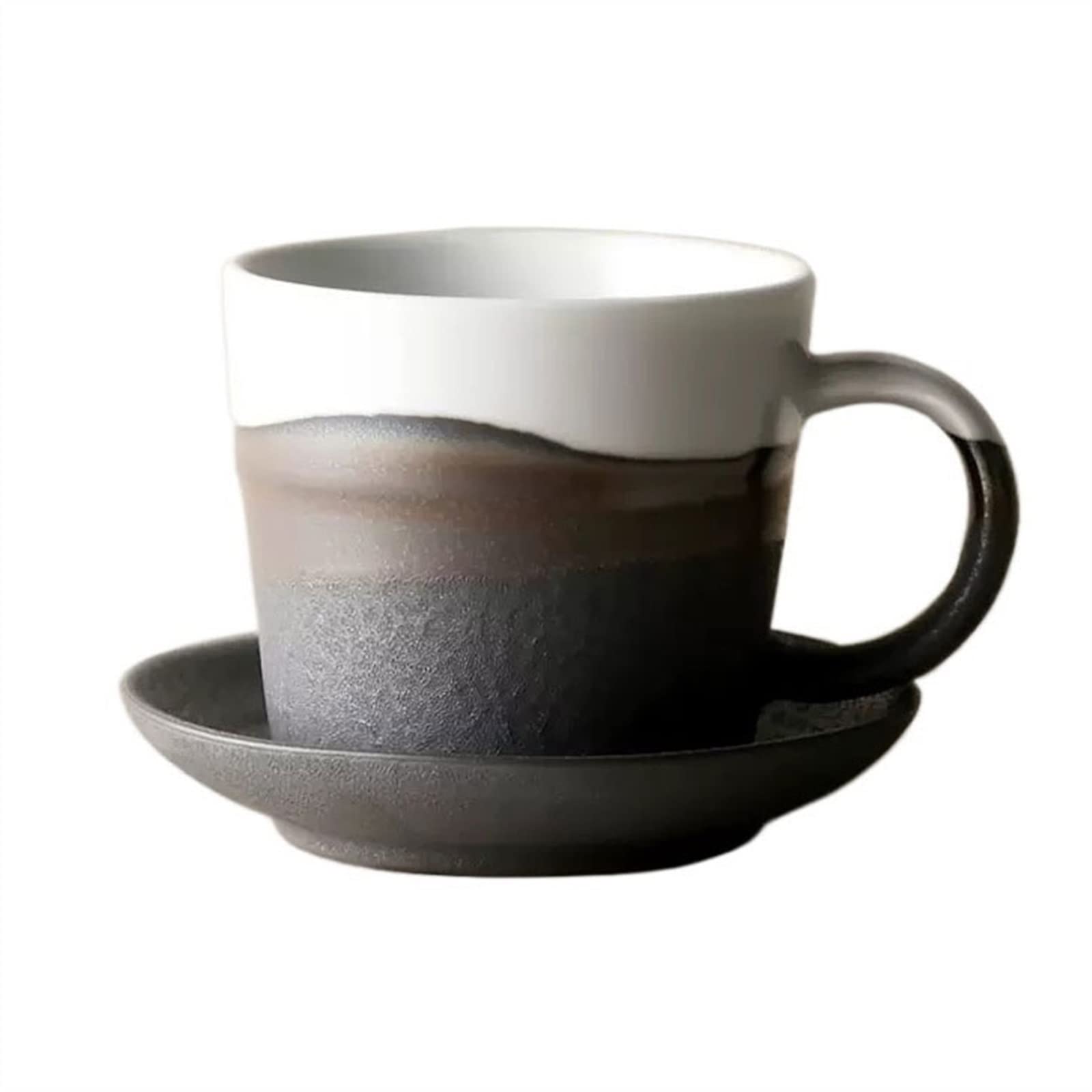 Taza de café Simple de cerámica con platillo, Taza Retro Hecha a Mano, Taza de té de la Tarde for el hogar, Taza de Pareja, Taza de Agua de Oficina (Color : A)