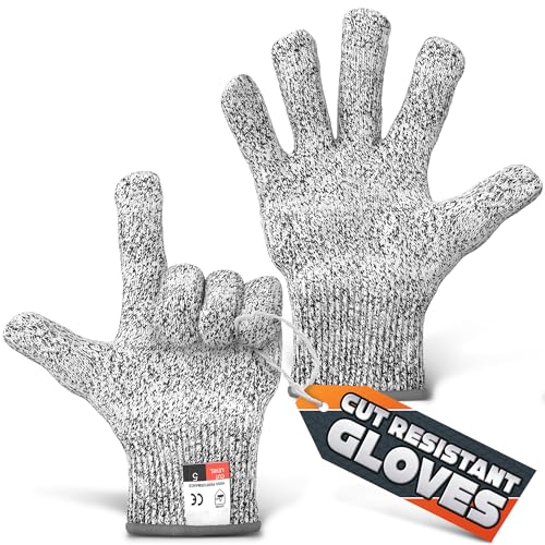 Cut Resistant Gloves Food Grade – Kitchen Cutting Gloves with Level 5 Protection, Made of Breathable, Washable & Lightweight HPPE – Safety Cutting Glove for Kitchen Use, Wood Carving, DIY