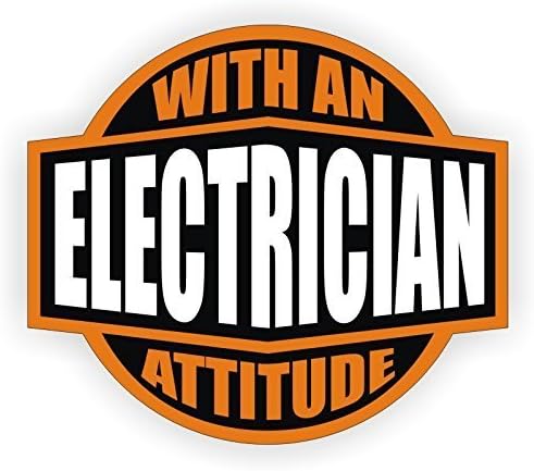 StickerDad® Electrician with an Attitude (3 Pack) Printed Hard Hat Helmet Decal (Size: 2" Color: Orange/Black/White) Hard Hat, Helmet, Windows, Walls, Bumpers, Laptop, Lockers, etc.