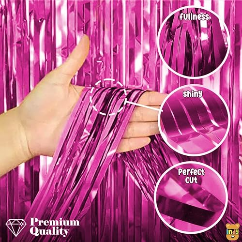 Image of Just Party Happy Birthday Decoration Kit, Pink Silver and Purple - Pack of 60 | Super Shinny Balloons for Birthday Decoration | Birthday Balloons for Kids & Adults | Super Shinny Foil Fringe Curtains