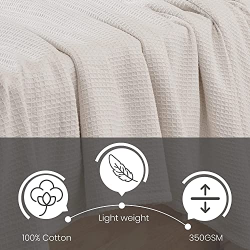 King Size Blankets For Bed, 100% Cotton King Size Blankets For Bed, White Blanket, Summer Blanket King Size, Cooling Blanket King Size, Soft Waffle Weave Bed Blanket For All Season (108 X 90 Inches) #TOP6