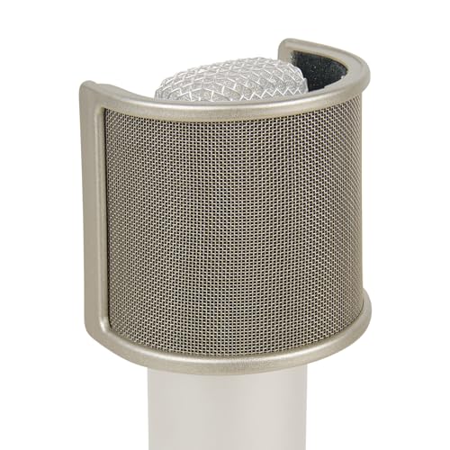 Geekria for Creators Mic Metal Pop Filter, Cubierta Parabrisas con Malla Metálica y Filtro de Espuma, Máscara Antipop Compatible con Audio-Technica AT2020, FIFINE K669B, Rode NT-USB(Tamaño S/Níquel)
