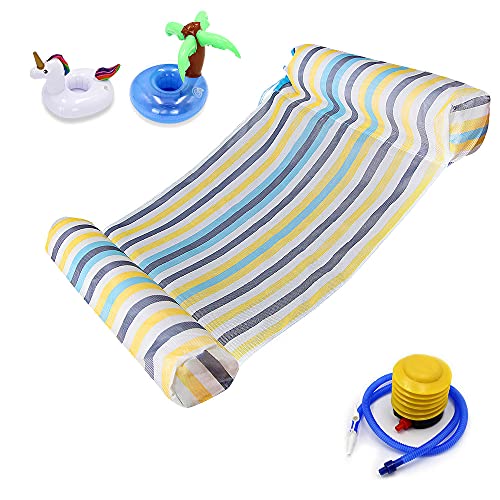 EFFUN Water Hammock, Swimming Pool Water Hammock Lounge Float Hammock Inflatable Raft Swimming Pool Lounger Air Lightweight Floating Chair and Float Swimming Pool Lounger for Adults/Kids Colorful