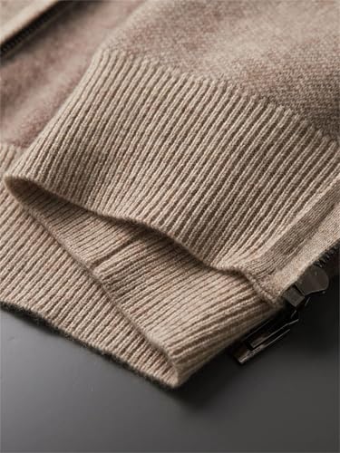 Men's Cashmere Knit Cardigan Sweater Zipper Long Sleeve Fall Winter Color Matching Warm Outerwear 6