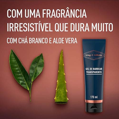 KING C. GILLETTE, Gel de barbear transparente, 170ml, para uso com aparelho de barbear, um barbear p