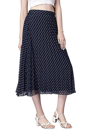 Image of NUEVOSDAMAS Floral Printed Pleated Navy /Multi Skirt