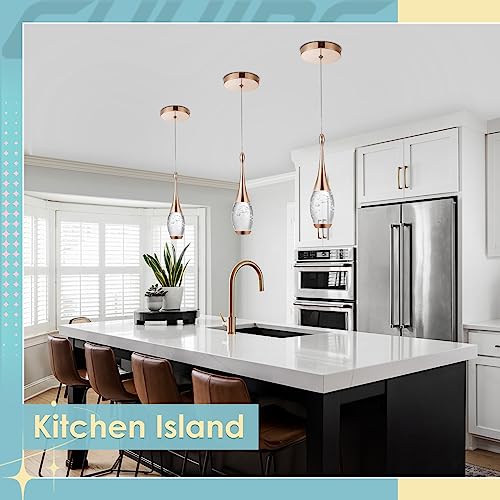 Chying 1-Light Teardrop Crystal Pendant Light Mini Led Ceiling Hanging Light Bubble Pendant Lighting For Kitchen Island Bathroom Dining Room Bar 6000K Cool White, Gold #TOP4