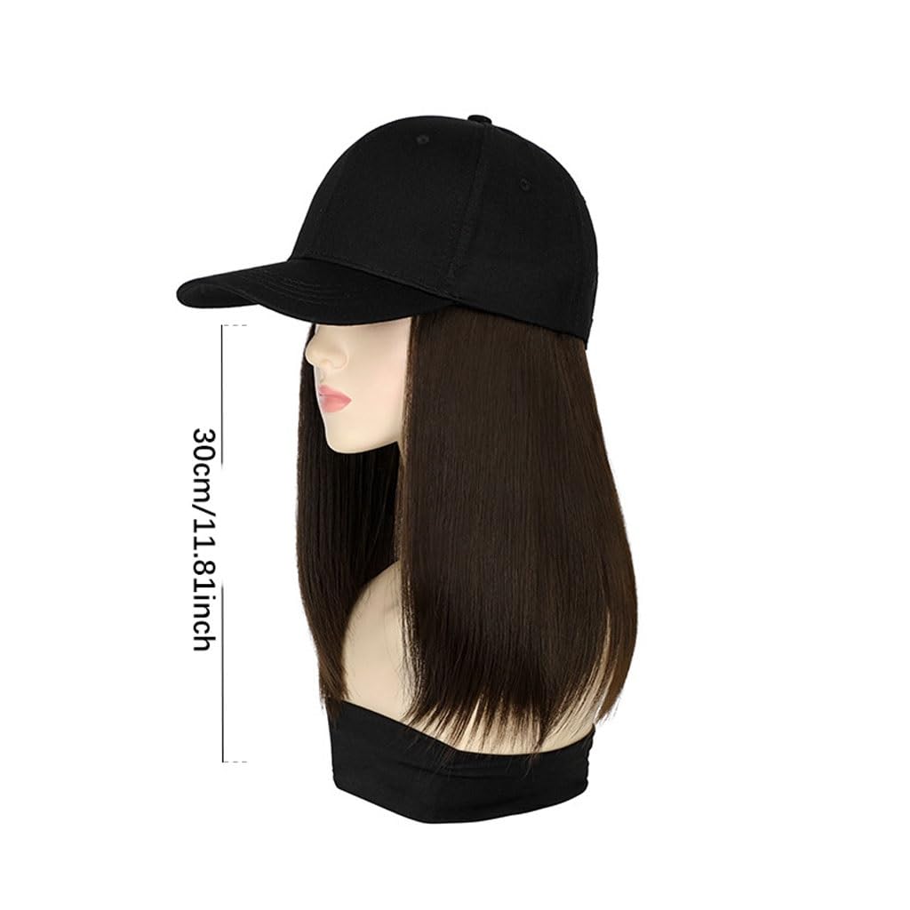 FEELIN Baseball Cap with Hair Extensions Hat Wig Women's Detachable Fashionable Breathable Peaked Cap Women's Hairstyle Adjustable Detachable Wig Cap Hat Wig (Color : C)