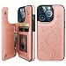Vaburs Compatible with iPhone 13 Pro Case Wallet with Card Holder, Embossed Butterfly Pattern PU Leather Double Buttons Flip Shockproof Protective Cover for Magnetic Car Mount 6.1 Inch (Rose Gold)