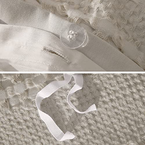 Ivellow Waffle Weave Duvet Cover Set 100% Cotton Duvet Cover King Textured Khaki Duvet Cover Cozy Soft Breathable King Duvet Cover Skin-Friendly Luxury Comforter Cover Bedding Set All Season 104"X90" #TOP5