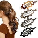 OuryTech Banana Clip, 4 Piezas Pinzas de Pelo Acrílicas Estilosas para Mujer, Sujeción Suave para Cabello Fino, Sin Marcas, Agarre Suave, Ideal para el Uso Diario y Peinados de Fiesta