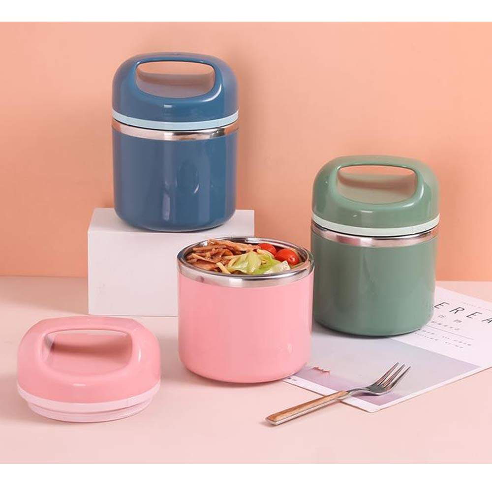 REYG Fiambrera Apilable de Acero Inoxidable a Prueba de Fugas con Bolsa y Juego de Cubiertos Reutilizables Recipiente Térmico de Almacenamiento de Alimentos,Green
