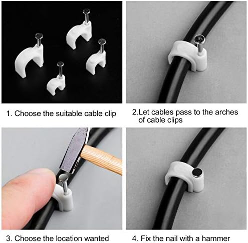 200PCS Cable Clips White Electrical Cable Wall Clips with Nail Wire Tidy for Home Office (4mm)