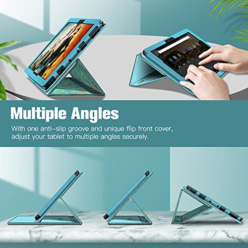 Fintie Case For All-New Amazon Fire Hd 10 And Fire Hd 10 Plus Tablet (Only Compatible With 11Th Generation 2021 Release) - [Flex Stand] Premium Vegan Leather Multi-Angle Folio Cover, Shades Of Blue #TOP3