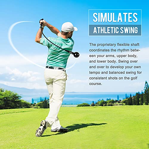 Zeonetak Golf Swing Trainer Aid - Golf Swing Training, Practice Warm-Up Stick for Strength,Rhythm, Flexibility, Tempo, and Balance Suit for Indoor & Outdoor (48 Inches, Black)