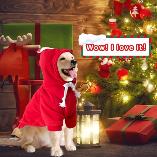 Hunde Weihnachtskostüm, Hundekostüm Weihnachten, Hundemantel für 4.5-8kg Groß Mittel Große Hundebekleidung Weihnachtsmütze, Weihnachtsmann Rentier Kostüm für Hunde, Weihnachtspullover Haustier Hoodie