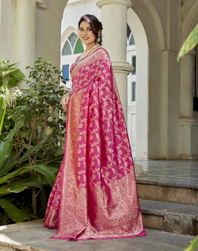 Image of Yashika Women's Trendy Pure Banarasi Kanjivaram Saree with Blouse Material