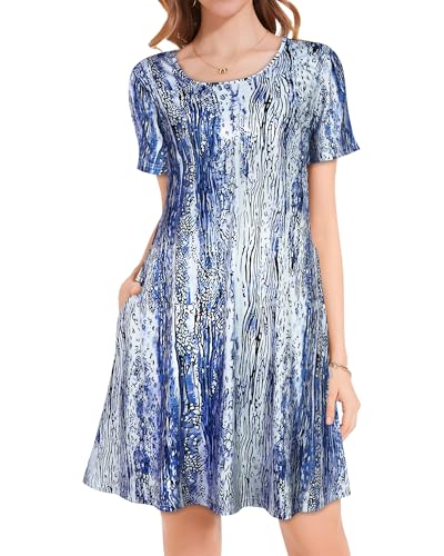 Image of JOLIGAL Summer Dresses for Women Casual Short Sleeve Sundress Scoop Neck Beach T Shirt Dress with Pockets 2026