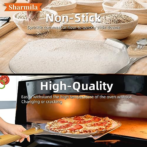 Sharmila Pizza Peel 12 Inch Aluminum Pizza Paddle with Foldable Wooden Handle,Pizza Rocker Cutter,and Metal Pizza Spatula-Ideal for Family Pizza Oven Baking,Dough,Bread & Pastry - Image 4