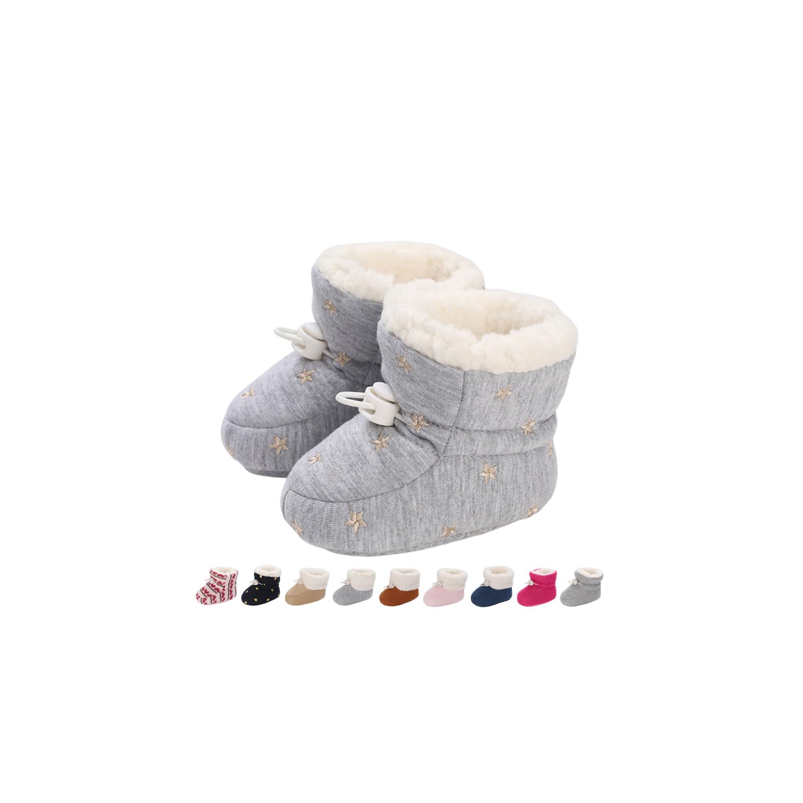 Baby Winterschuhe Wärme Babyschuhe Winter Anti-Rutsch Verstellbare Neugeborene Schneeschuhe Lauflernschuhe Gefütterte Thermo Fleece Krabbelschuhe Hausschuhe Winterstiefel 0-18 Monate