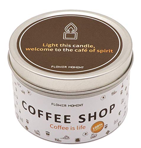 Flower Moment Coffee Scented Candles Decorative Aromatherapy With Non-Toxic Long Lasting Natural Soy Wax Tin Candle (Coffee Shop, 6 Oz) #TOP3