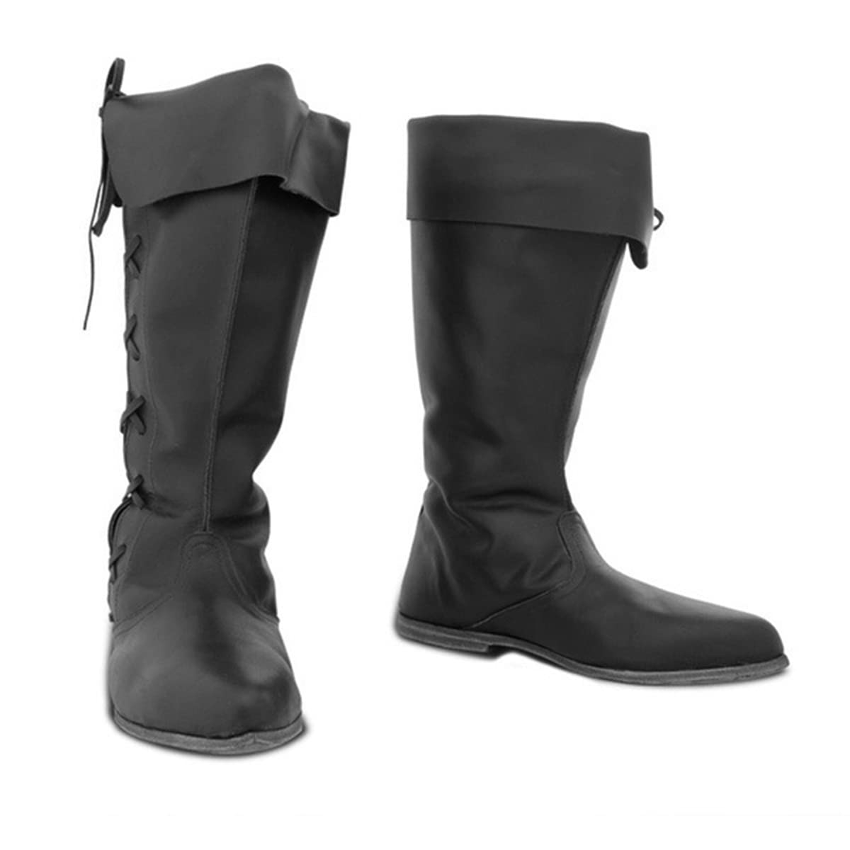 Renaissance Medieval Cosplay Boots - Medieval Boots - Stivali in Pelle PU per Cosplay Donna Uomo,Nero,44