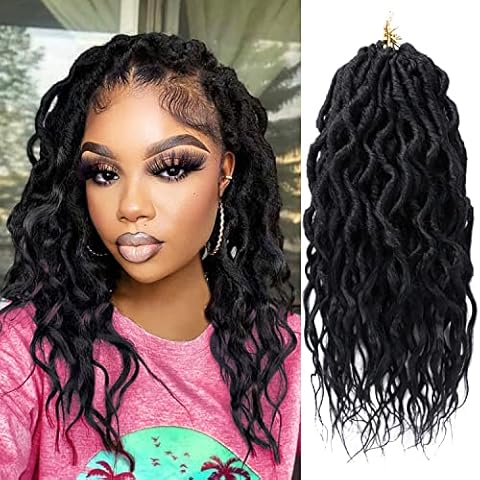 LOSMOEER Faux Locs Crochet Hair 12 Inch, 6 Packs Goddess Locs Crochet Hair for Women, Soft Locs Pre Looped Crochet Braids with Wavy Curly Ends Queen Locs Synthetic Braids Extensions (#1B) Cover